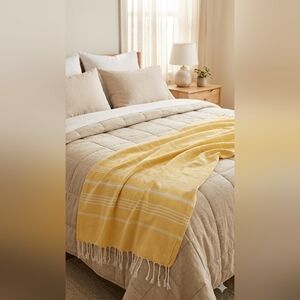 NWOT Big Yellow Striped Throw Blanket